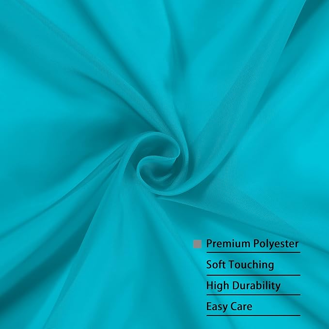 OWENIE Turquoise Blue Sheer Curtains, Sheer Curtains 84 inch Length 2 Panels Set, Rod Pocket Voile Fimly Sheer Drapes for Living Room/Bedroom, 2pcs, Each 42" W x 84" L
