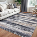 Lansny Modern Abstract 5x7 Machine Washable Area Rug Non-Slip Soft Bedroom Living Romm Rug Grey Black Multi Ultra Thin Print Faux Wool Floor Carpet Throw Rugs for Nursery Playroom Dining Room Indoor