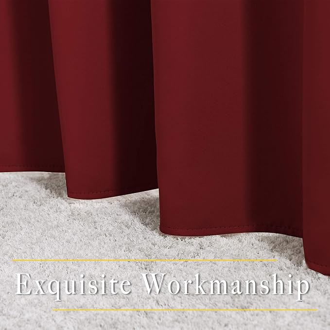 NICETOWN Burgundy Red 102 inch Curtains for Bedroom, Grommet Blackout Curtains Thermal Window Treatments for Christmas/Thanksgiving Day, W66 x L102, 2 Panels
