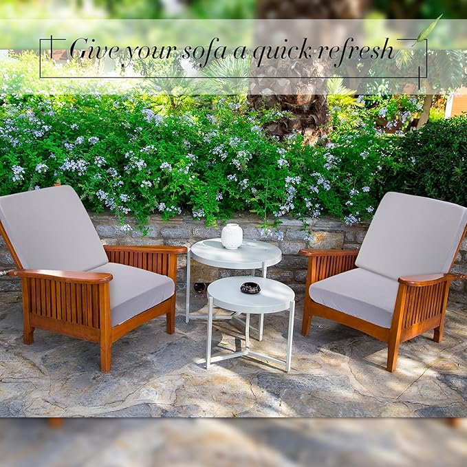 Newwiee 8Pcs Patio Cushion Covers Stretch Outdoor Cushion Cover Replacement for Patio Furniture Sofa Couch Slipcovers, Soft Flexibility Washable Furniture Protector(Waterproof Pure,Light Grey)