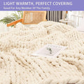 Chunky Knit Throw Blanket for Couch – Beige