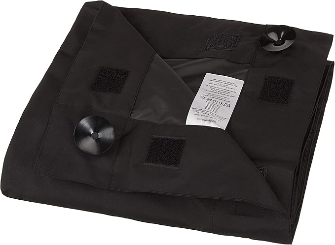 Amazon Basics Portable Energy Saving Noise Reducing Blackout Curtain Shade with Suction Cups, Fits Windows, 50"W x 78"L, Black, 2-Pack