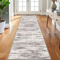 KOZYFLY 3x8 Ft Rug Modern Ombre Runner Rug for Hallway, Washable Kitchen Rugs Non-Slip Soft Striped Entryway Rug, Print Grey/Light Beige/Brown Abstract Carpet for Laundry Nursery