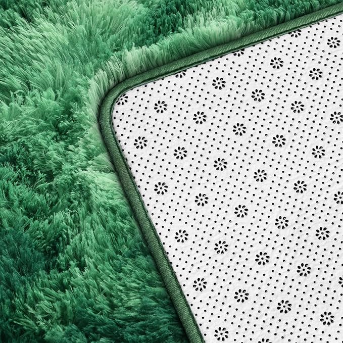 Shag Area Rug, 4 X 6 Tie-Dyed Plush Fuzzy Rugs for Living Room, Ultra Soft Fluffy Furry Rug for Bedroom, Indoor Carpet Nursery Rugs for Kids Room Home Decor, Tie-Dyed Emerald Green
