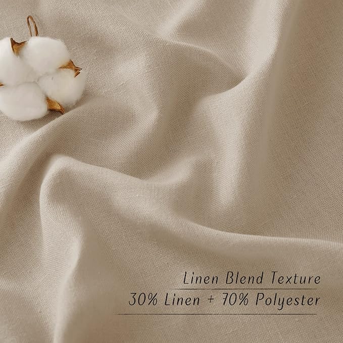 NICETOWN Flax Linen Taupe Window Curtains 63 inches Long, Grommet Linen Blend Drapes Privacy Assured with Light Through Window Treatments for Bedroom/Kids Room, W55 x L63, 2 Pieces