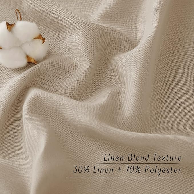 NICETOWN Thick Linen Blend 108 inches Long Curtains, Grommet Bedroom Window Treatments Privacy with Light Penetration Natural Linen Burlap for Living Room, Taupe, W55 x L108, 2 Panels
