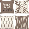 YCOLL Pillow Covers 18x18 Set of 4, Modern Sofa Throw Pillow Cover, Decorative Outdoor Linen Fabric Pillow Case for Couch Bed Car, Khaki