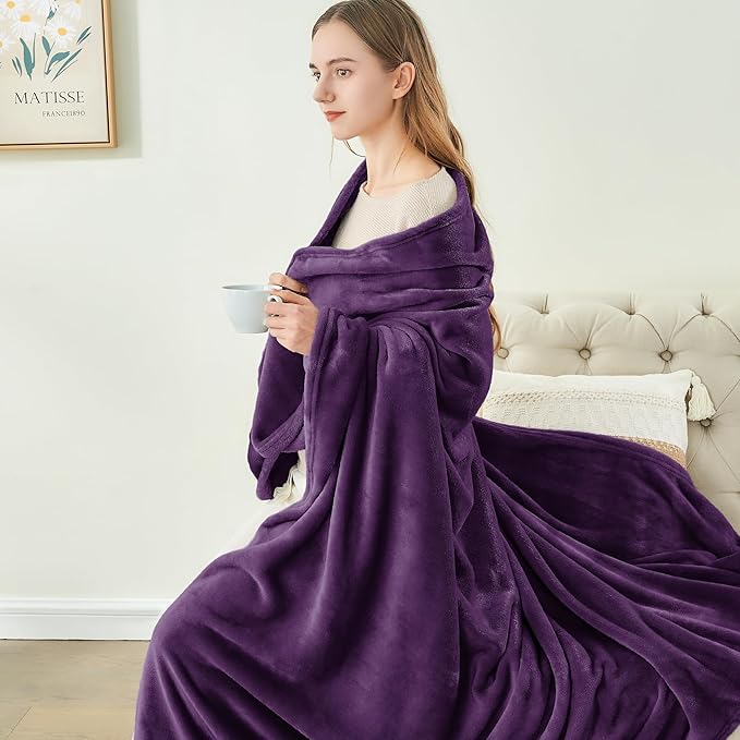 BEDELITE Fleece Blanket Twin Size Purple Throw Blankets for Couch & Bed, Luxury Plush Cozy Fuzzy Blanket 60x80 inches, Super Soft Warm Lightweight Throw Blanket for Travel Camping