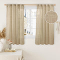 LAMIT Brown Semi Sheer Linen Curtains 48 Inch Length 2 Panels, Light Filtering Panels Back Tab and Rod Pocket Neutral Drapes for Kitchen/Window/Loft Room, 34 x 48 Inch