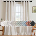 H.VERSAILTEX Natural Linen Grommet Curtains 84 Inch Length for Living Room 2 Panel Drape Semi Sheer Neutral Country Rustic Farmhouse Boho Curtain Bedroom Muslin Look Light Filtering, Heathered Natural