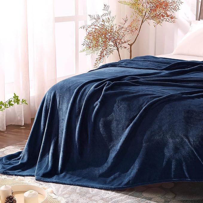 BEDELITE Fleece Blanket Navy Blue Throw Blanket for Couch & Bed, Luxury Plush Cozy Fuzzy Blanket 50" x 70", Super Soft Warm Lightweight Fall Throw Blanket for Travel Camping