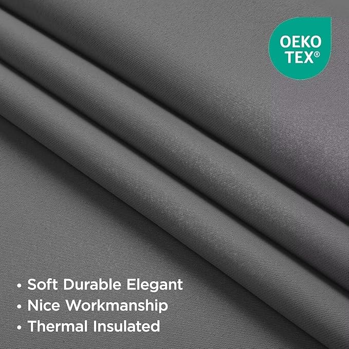 Joydeco Blackout Curtains 108 Inch Length 2 Panels Set, Thermal Insulated Long Curtains& Drapes 2 Burg, Room Darkening Grommet Drapes for Living Room Bedroom Window (Light Grey, W52 x L108 Inch)
