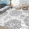 HEBE Washable Area Rug 6'x9' Non Slip Soft Distressed Medallion Bedroom & Living Room Rugs Vintage Entry Floor Carpet for Dining Room Bathroom Entryway