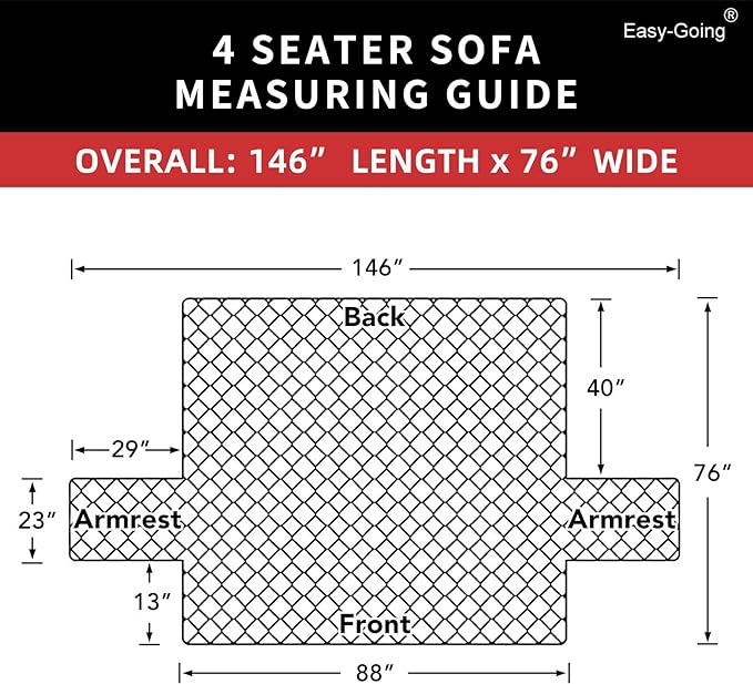 Easy-Going 4 Seater Sofa Slipcover Reversible Sofa Cover Water Resistant Couch Cover with Foam Sticks Elastic Straps Furniture Protector for Pets Children Dog Cat (XX-Large, Brown/Brown)