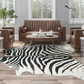 AROGAN Western Faux Fur Zebra Rug, 6.2x7 Feet Premium Animal Skin Print Rug, Sturdy Faux Zebra Hide Rugs for Wall Decor, Western Floor Carpet for Bedroom Living Room, Black and White