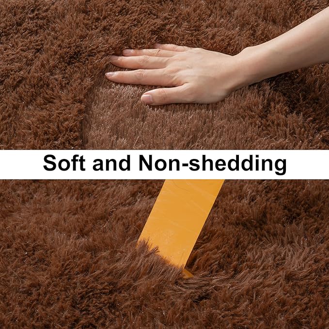 Soft Runner Rugs for Bedroom Hallways, 2x4 Brown Fluffy Shag Throw Area Rug Non Slip for Bedside Dorm, Long Shaggy Furry Carpet for Nursery Living Room