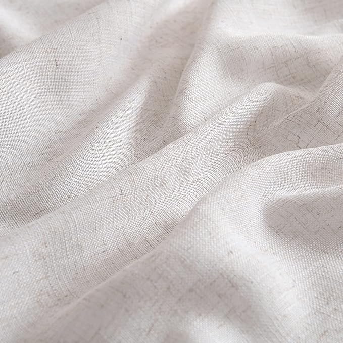 MIULEE White Linen Curtains 120 Inches Long for Bedroom Living Room, Soft Thick Linen Textured Extra Long Window Drapes Semi Sheer Light Filtering Rod Pocket Back Tab Burlap Look, 2 Panels 10 Ft