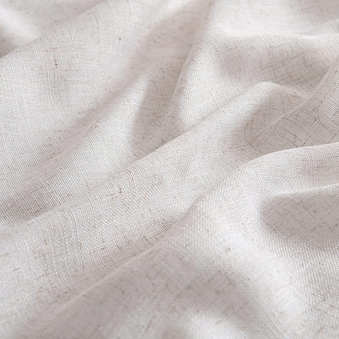 MIULEE White Linen Curtains 96 Inch Long for Bedroom Living Room, Soft Thick Linen Textured Window Drapes Semi Sheer Light Filtering Rod Pocket Back Tab Burlap Look Farmhouse Decor, 2 Panels