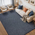 FinRèc Low Pile 5x7 Washable Area Rugs for Bedroom Living Room, Thin Rug Solid Color, Non-Slip Carpet Indoor for Home Decor (Navy Blue)