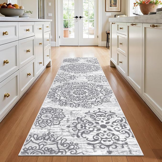 HEBE Hallway Runner Rug 3'x12' Washable Vintage Distressed Area Rugs Non Slip Laundry Rug Runner Boho Floor Carpet Runners for Hallways Entryway Laundry Room Kitchen Bathroom