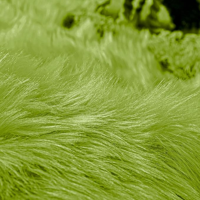 Goolela Lime Green Circle Rugs 4ft Fluffy Fuzzy Furry Rug for Bedside Bedroom Playroom Shag Faux Sheepskin Fur Soft