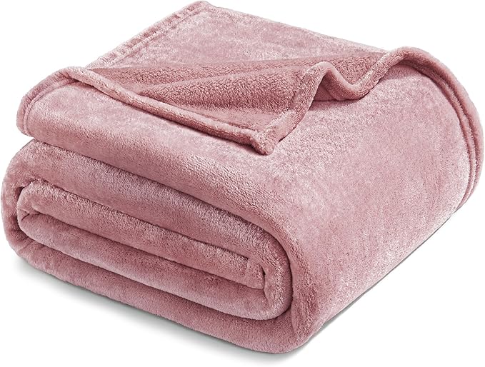 Exclusivo Mezcla Fleece Dusty Pink Throw Blanket for Couch, Sofa, Super Soft and Warm Blankets, All Season, Cozy, Plush, Lightweight, 50x60 Inches