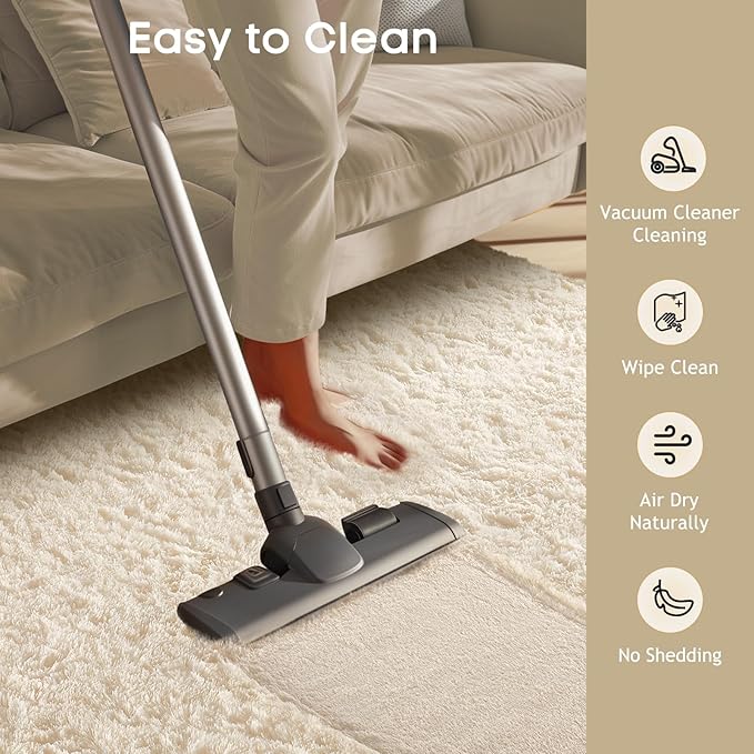 Ophanie 2x10 Runner Rug for Hallway, Upgrade Non-Slip Fluffy Soft Bedside Rugs, Bedroom Living Room Ivory Shaggy Carpet for Kids Girls Boys Dorm Nursery Home Decor Aesthetic