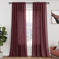 Nanspring Burgundy Linen Curtains Semi Sheer 96 Inches Long 2 Panels Set for Living Room Back Tab Rod Pocket Light Filtering Drape for Bedroom Modern Farmhouse Coastal Decor Protect Privacy 52x96