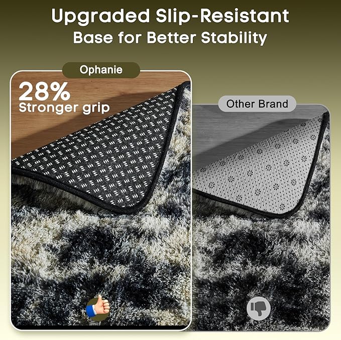 Ophanie Black Gold and Grey Area Rugs for Living Room 6x9, Fluffy Shag Large Fuzzy Plush Soft Carpets, Floor Shaggy Rugs for Bedroom, Carpet for Kids Boys Girls Dorm Nursery Home Decor Aesthetic