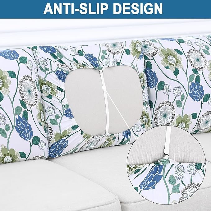 Smiry Printed Couch Cushion Covers, Stretch Soft Couch Covers for Sofa, Washable Non-Slip Sofa Slipcover Furniture Protector for Indoor and Outdoor (Backrest L, Light Green)