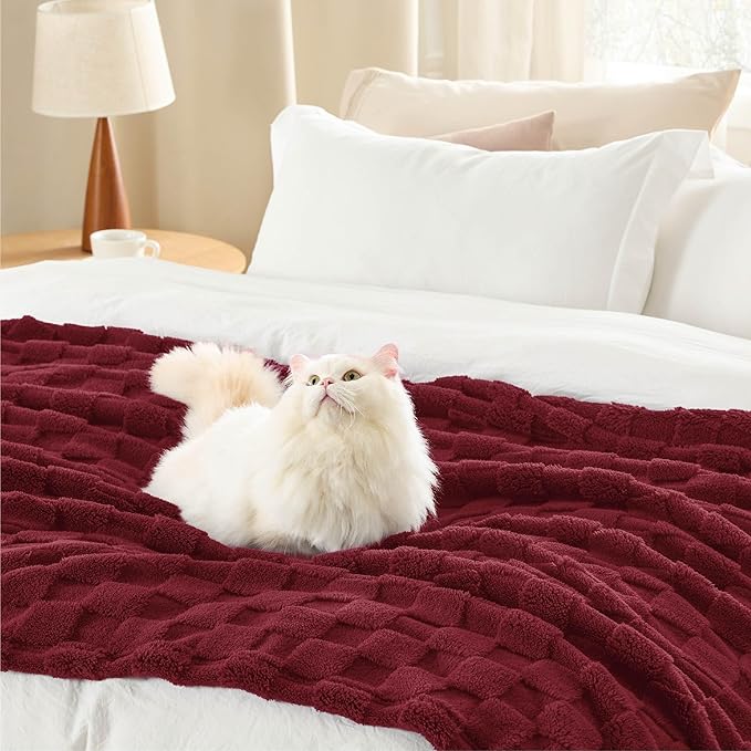 Bedsure GentleSoft Blankets Queen Size for Bed - Super Soft Cozy Mother's Day Blanket for Kids Girls, Large Fuzzy Fleece Throw for Bedroom Decor, Red, 90x90 Inches
