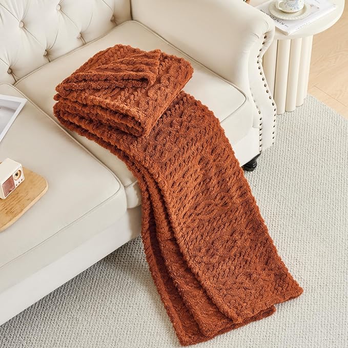 50x70 Inch Rust Throw Blanket - Soft & Fluffy Fleece, Cute & Aesthetic, Perfect for Sofa, Couch, Chair, Bed, Living Room & Bedroom, All-Season Use, Plush & Cozy Decorative Blanket
