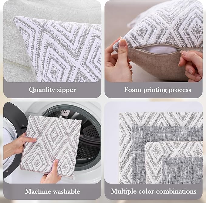 HPUK Decorative Throw Pillow Covers Set of 4 Couch Pillows Accent Cushion Cover for Couch Sofa Living Room, 20"x20" inches, Grey