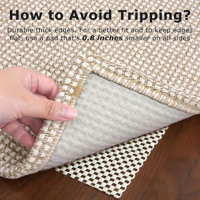 KOZYFLY Runners for Hallways 3x8 ft Washable Kitchen Runner Non Slip Rubber Backed Hall Runners Cotton Entryway Runner Rugs Floor Carpet for Indoor Backdoor Bedroom Kitchen, Ivory/Khaki
