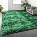 Deerhoo Large Shag Area Rugs 6 x 9, Plush Fuzzy Rugs for Living Room, Ultra Soft Fluffy Furry Rug for Bedroom, Indoor Carpet Nursery Rugs for Kids Room Home Decor, Tie-Dyed Emerald Green