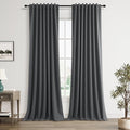 Guken Blazer Grey 100% Blackout Linen Curtains 120 Inch Length 2 Panels Set for Living Room Bedroom Back Tab/Rod Pocket Thermal Insulated Farmhouse Black Out Drapes Room Darkening,52x120