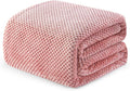 Exclusivo Mezcla Fleece Bed Blanket Twin Size, Super Soft and Warm Blankets for Couch, Sofa and Bed Waffle Textured, Cozy, Fuzzy and Lightweight (Dusty Pink, 60x80 inches)