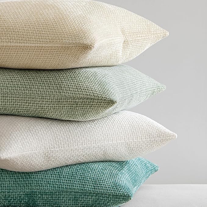 MIULEE Pack of 2 Couch Throw Pillow Covers 20x20 Inch Light Green Modern Boho Accent Decorative Pillow Covers Soft Chenille Farmhouse Cushion Covers for Home Decor Bed Sofa Living Room