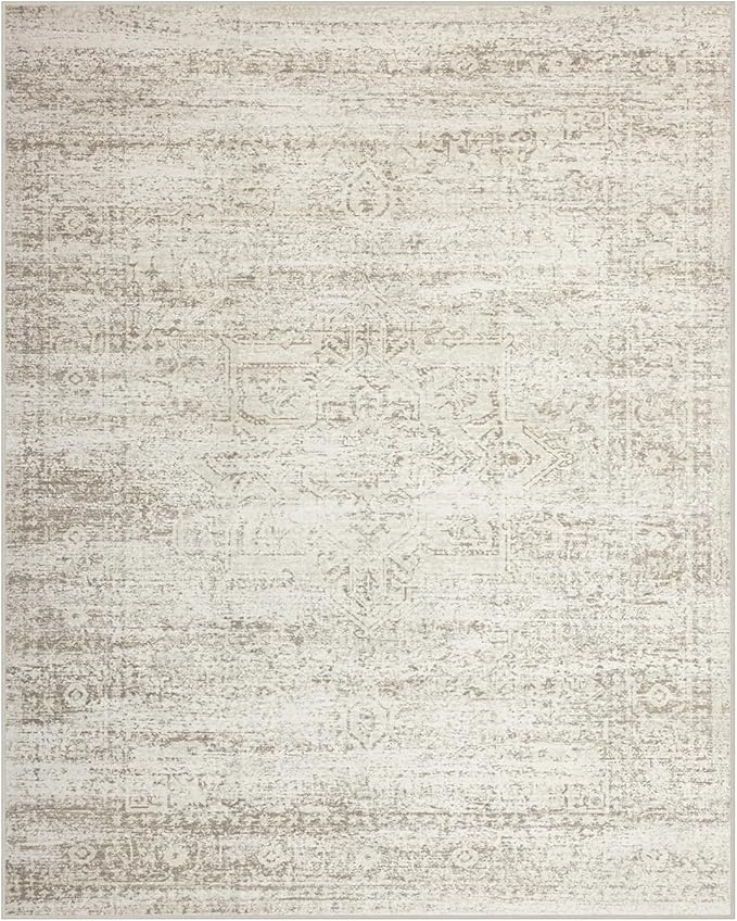 Double Layers 8x10 Area Rugs for Living Room- Upgraded Removable(Upper Layer+Lower Layer) Washable Area Rugs for Bedroom,Dining Room- Large Vintage Carpets with Cushioned Pad for Home Office