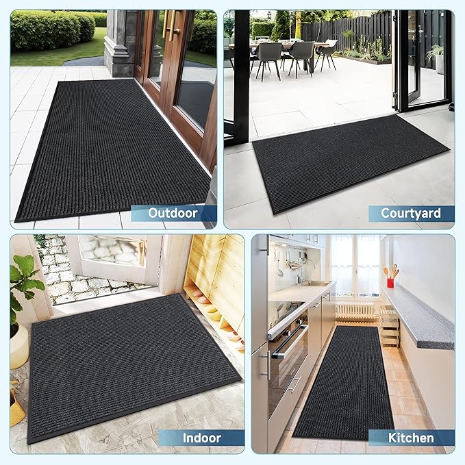 BesWin Front Door Mat, 3'x6' Indoor Outdoor Doormats, Heavy Duty Commercial Floor Mat Inside Outside Entrance, Non Slip Rubber Backing Welcome Mats for Entryway