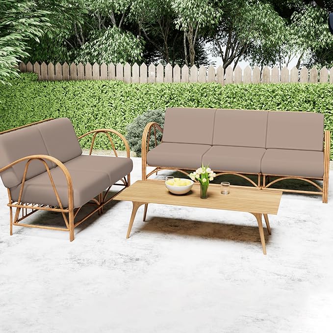Smiry Printed Couch Cushion Covers, Stretch Soft Couch Covers for Sofa, Washable Non-Slip Sofa Slipcover Furniture Protector for Indoor and Outdoor (3 Pack, Mocha)
