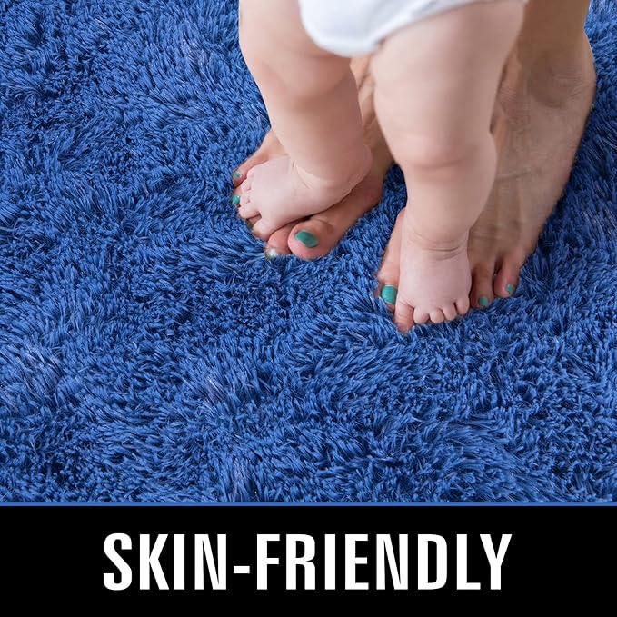 TWINNIS Super Soft Shaggy Rugs Fluffy Carpets 9x12 Feet, Indoor Modern Plush Area Rugs for Living Room Bedroom Kids Room Nursery Home Decor, Upgrade Anti-Skid Fuzzy Rug, Indigo