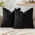 MIULEE Pack of 2 Couch Throw Pillow Covers 16x16 Inch Black Modern Boho Accent Decorative Pillow Covers Soft Chenille Farmhouse Cushion Covers for Home Decor Bed Sofa Living Room