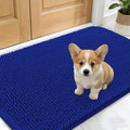 OLANLY Dog Door Mat for Muddy Paws 30x17, Absorbs Moisture and Dirt, Absorbent Non-Slip Washable Doormat, Quick Dry Chenille Mud Mat for Dogs, Entry Indoor Entryway Carpet for Inside Floor, Royal Blue