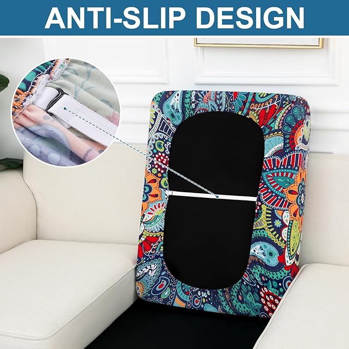 Smiry Printed Couch Cushion Covers, Stretch Soft Couch Covers for Sofa, Washable Non-Slip Sofa Slipcover Furniture Protector for Indoor and Outdoor (2 Pack, Blue Green)