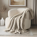 EVERGRACEHOME Chunky Chenille Knit Throw Blanket for Couch, Soft Luxurious Moss Stitch Blankets for Bed, Cozy Decorative Farmhouse Knitted Throws for Sofa, Warm Gray, 60" x 80"