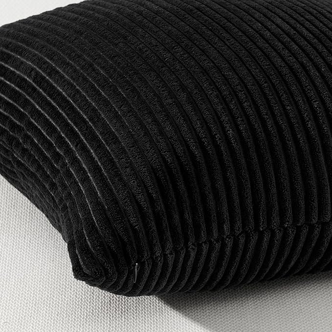 Topfinel Decorative Black Throw Pillow Covers Cushion Cases, Set of 4 Soft Velvet Modern Double-Sided Designs Match for Home Decor, Pillow Inserts Not Included (18x18 inch)