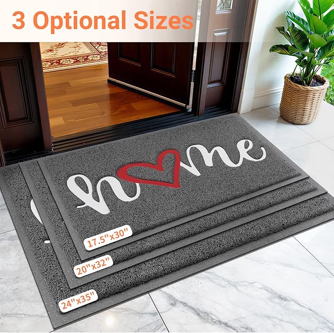StepLively Door Mat Home Welcome Mats Outdoor and Indoor, Heavy-Duty Low-Profile Non-Slip Durable Front Welcome Mat Doormat for Home Entrance, Outside Entry, Yard, Floor, Patio (32''x20'', Grey)