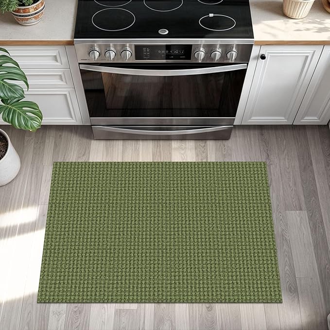 KOZYFLY Indoor Door Mat 2x3 ft Small Area Rugs Washable Front Door Mat Non Slip Rubber Backed Entryway Rug Cotton Entrance Doormat for Front Porch Bathroom Kitchen Bedroom, Bright Green/Earthy Green