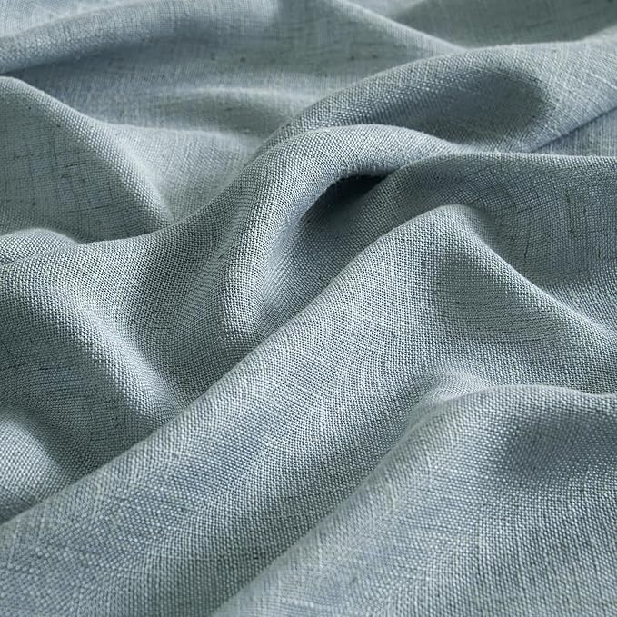 MIULEE Dusty Blue Linen Curtains 84 Inch Length 2 Panels for Bedroom Living Room, Soft Thick Linen Textured Window Drapes Semi Sheer Light Filtering Back Tab Rod Pocket Burlap Look Light Blue Decor